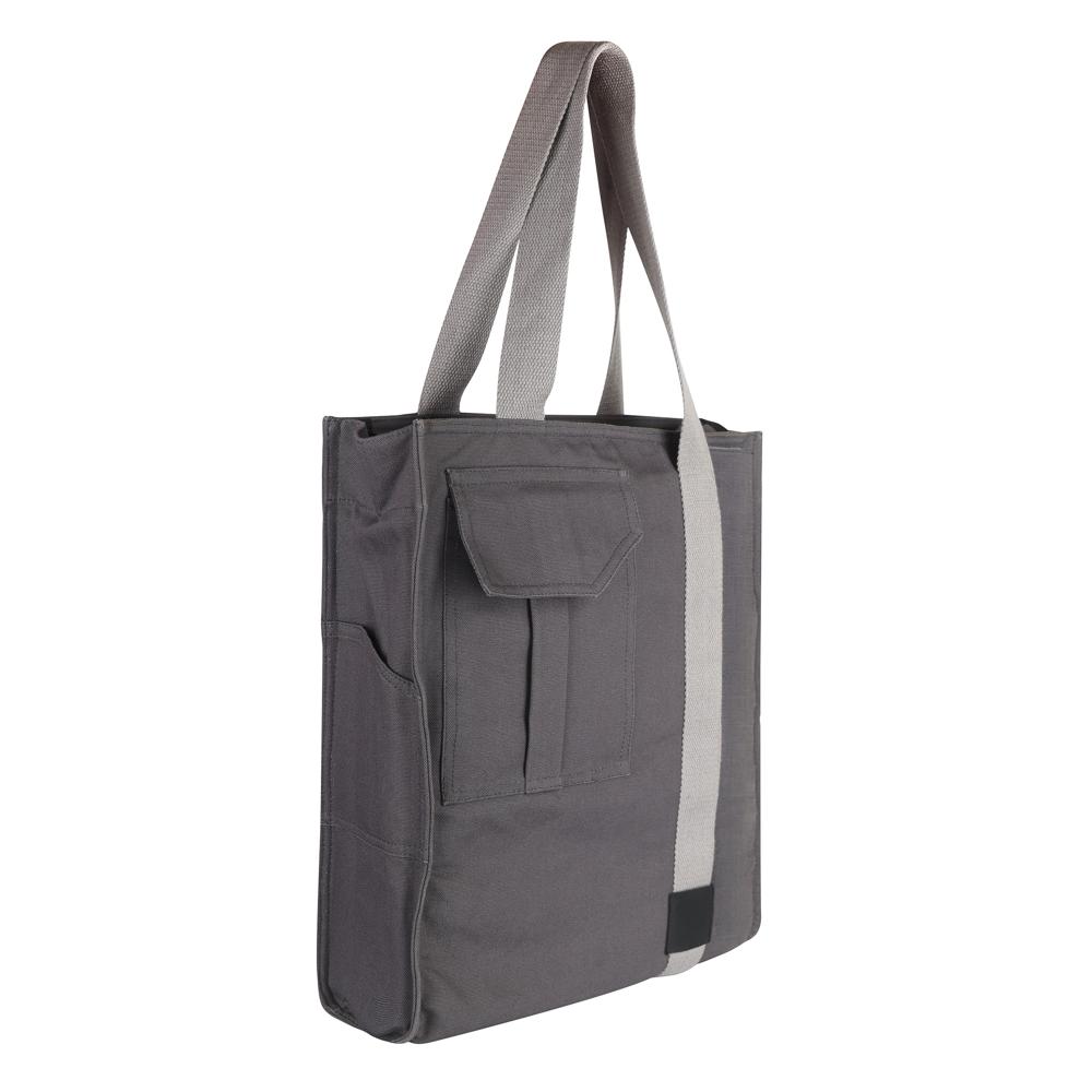 Long Strap Tote Bag - Non-woven Fabric 40x35x10 Cm, Matte Black | Lightweight, Reusable, Custom Logo Printing