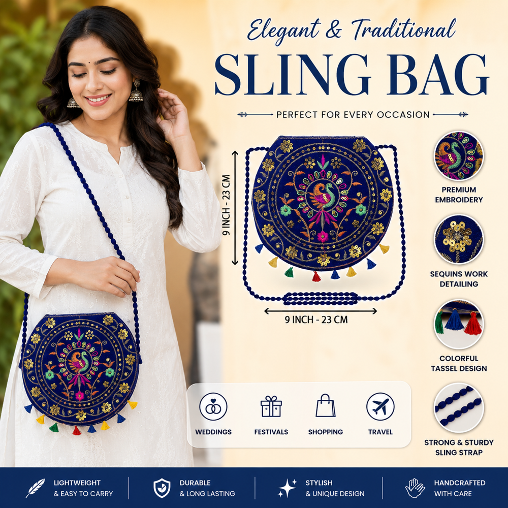 Women Peacock Embroidery Crossbody Shoulder Bag