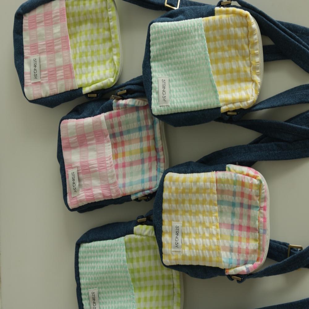 Denim Gingham Mini Sling Bag