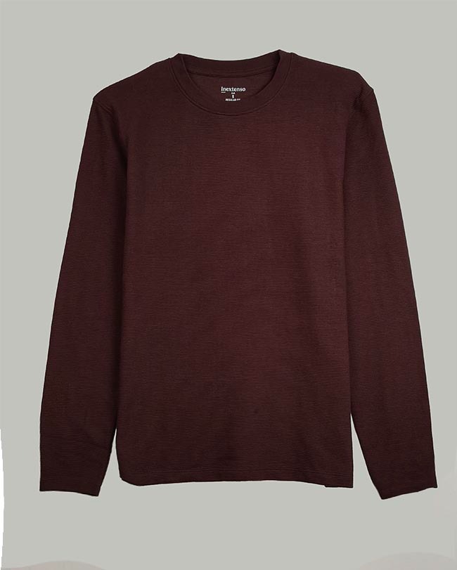 M11734 | Inextenso Mens Long Sleeve Textured T-Shirts