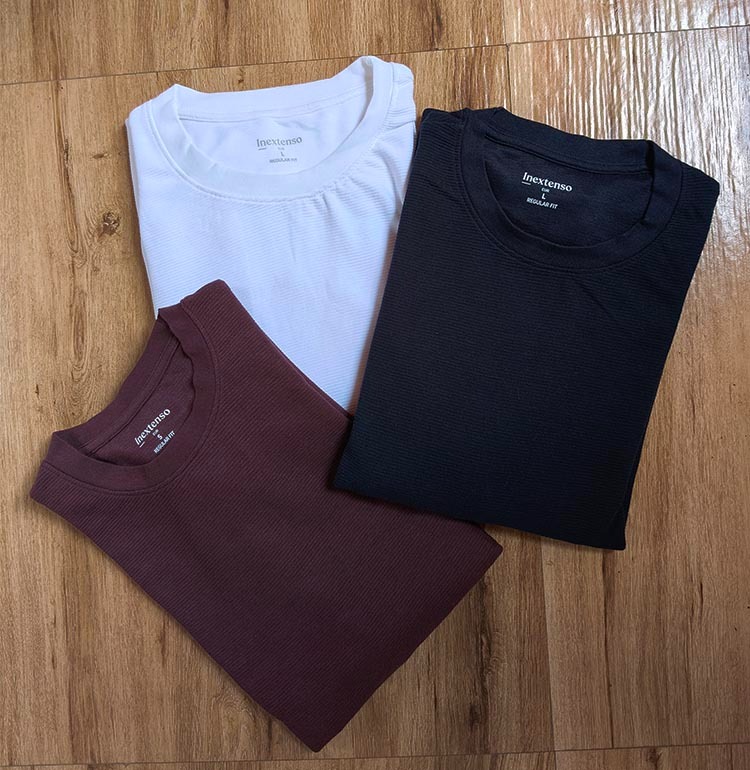 M11734 | Inextenso Mens Long Sleeve Textured T-Shirts