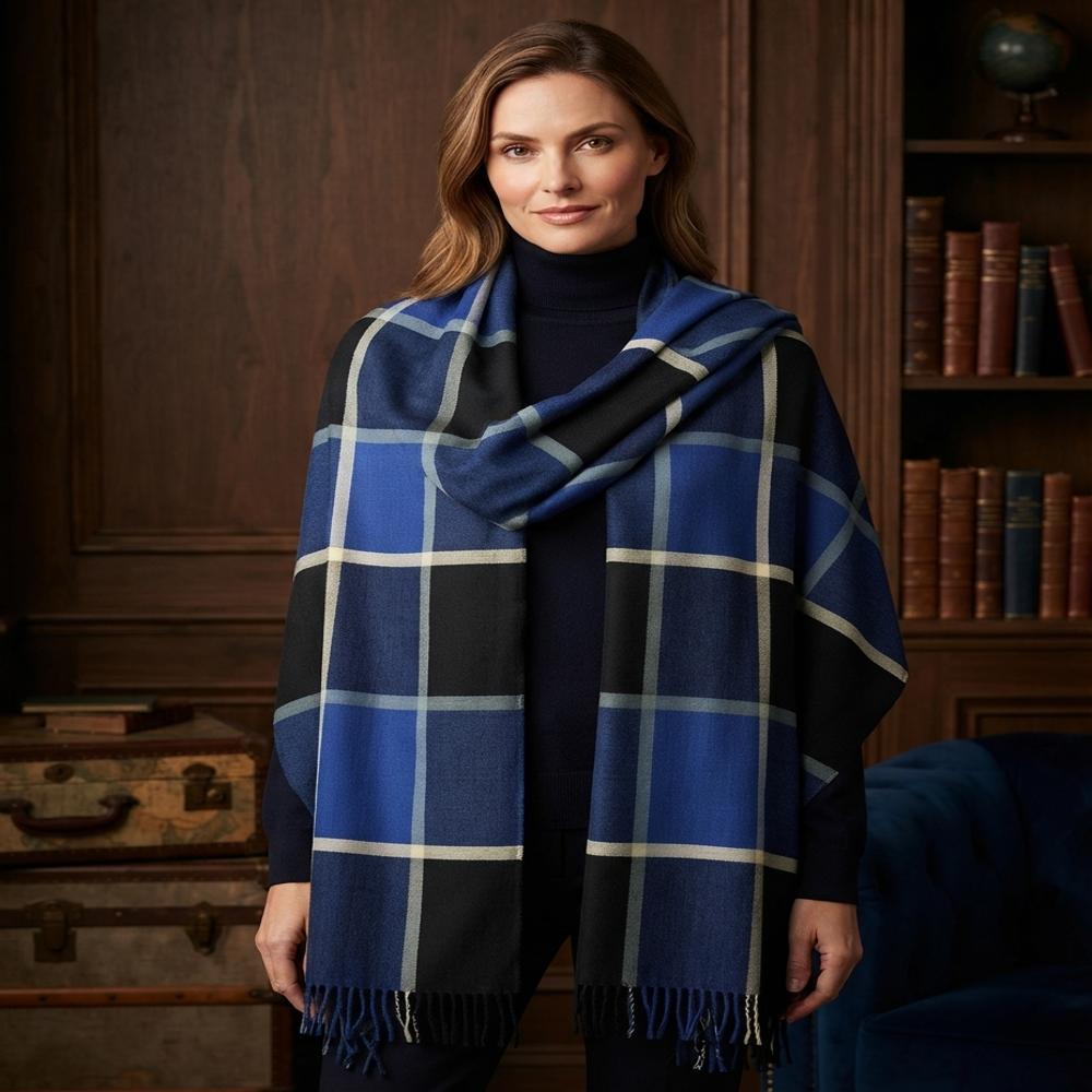 Merino Wool Multi Color Silk Box Design Stoles - Color: Assorted