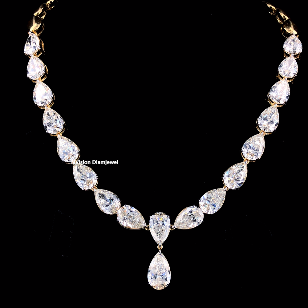 Bridal LabGrown Solitaire Pear Diamond Necklace