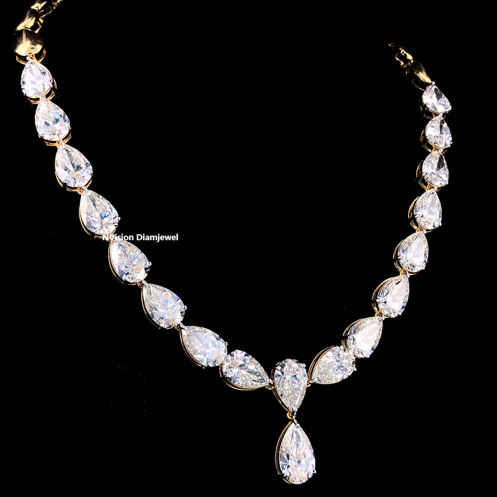 Bridal LabGrown Solitaire Pear Diamond Necklace