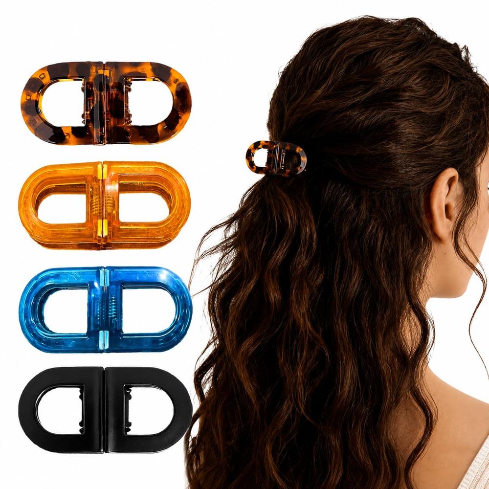Oval Geometric Plastic Hair Claw Clip Set