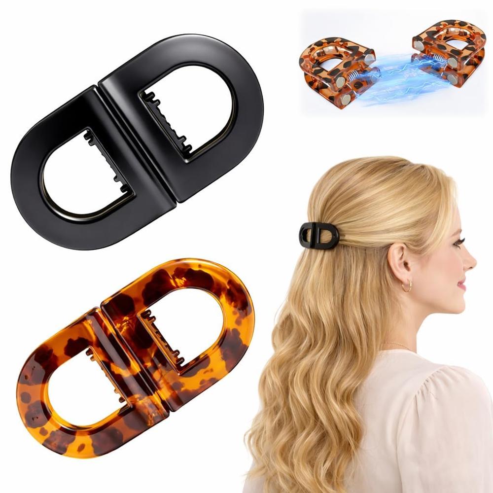 Oval Geometric Plastic Hair Claw Clip Set