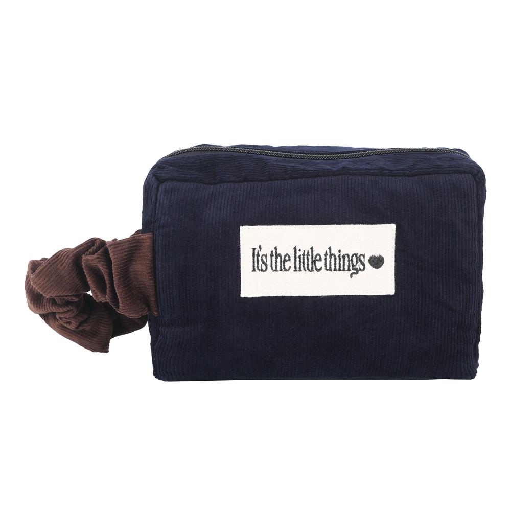 Navy Corduroy Pouch with Scrunchie