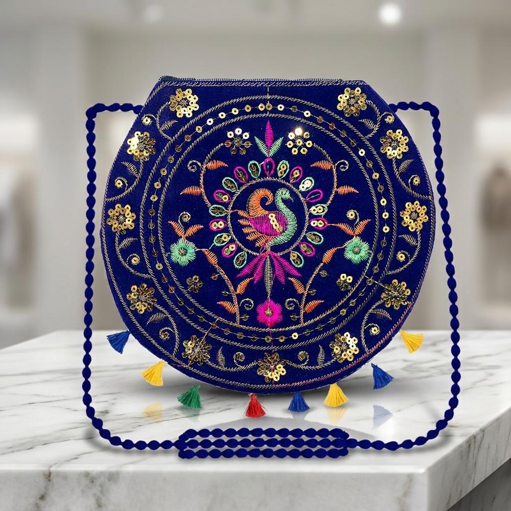 Women Handcrafted Shoulder Bag with Beaded Strap