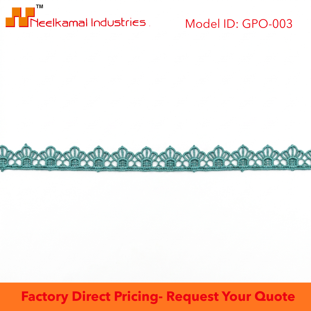 10mm Teal Guipure GPO Lace Trim for Saree Borders Blouse Sleeves Garment Embellishment