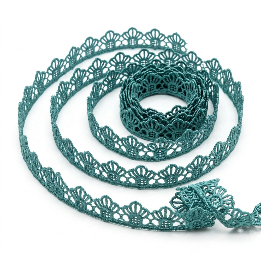 10mm Teal Guipure GPO Lace Trim for Saree Borders Blouse Sleeves Garment Embellishment