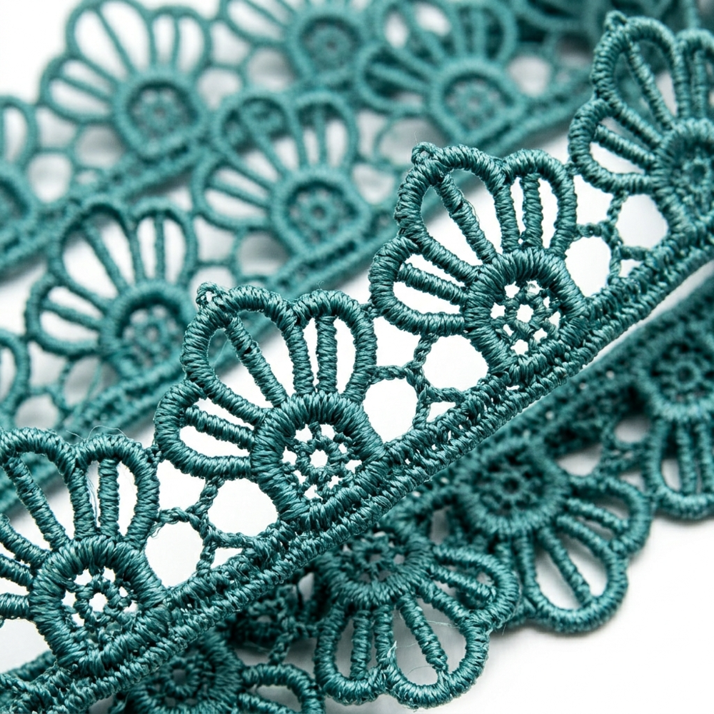 10mm Teal Guipure GPO Lace Trim for Saree Borders Blouse Sleeves Garment Embellishment