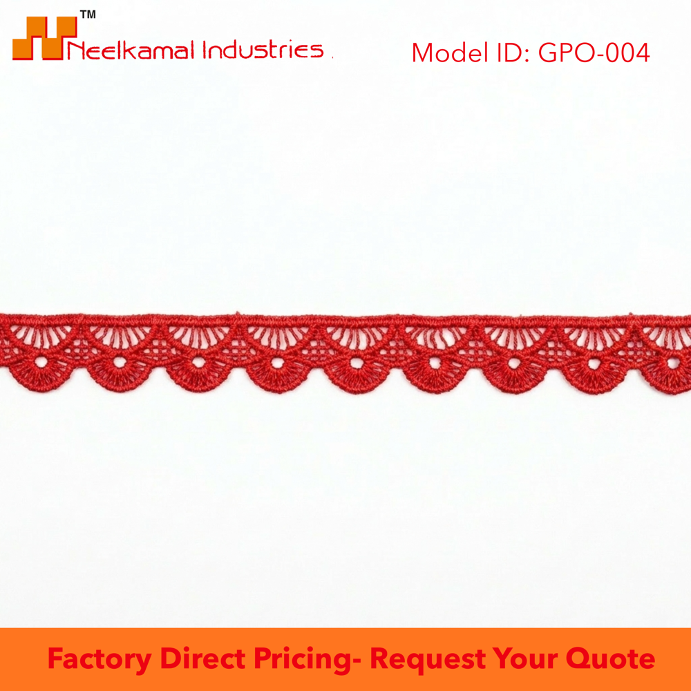 10mm Red Guipure GPO Lace Trim for Saree Border Blouse Sleeves Garment Decoration