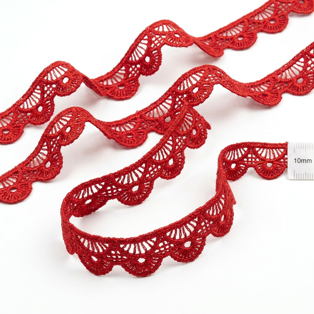 10mm Red Guipure GPO Lace Trim for Saree Border Blouse Sleeves Garment Decoration