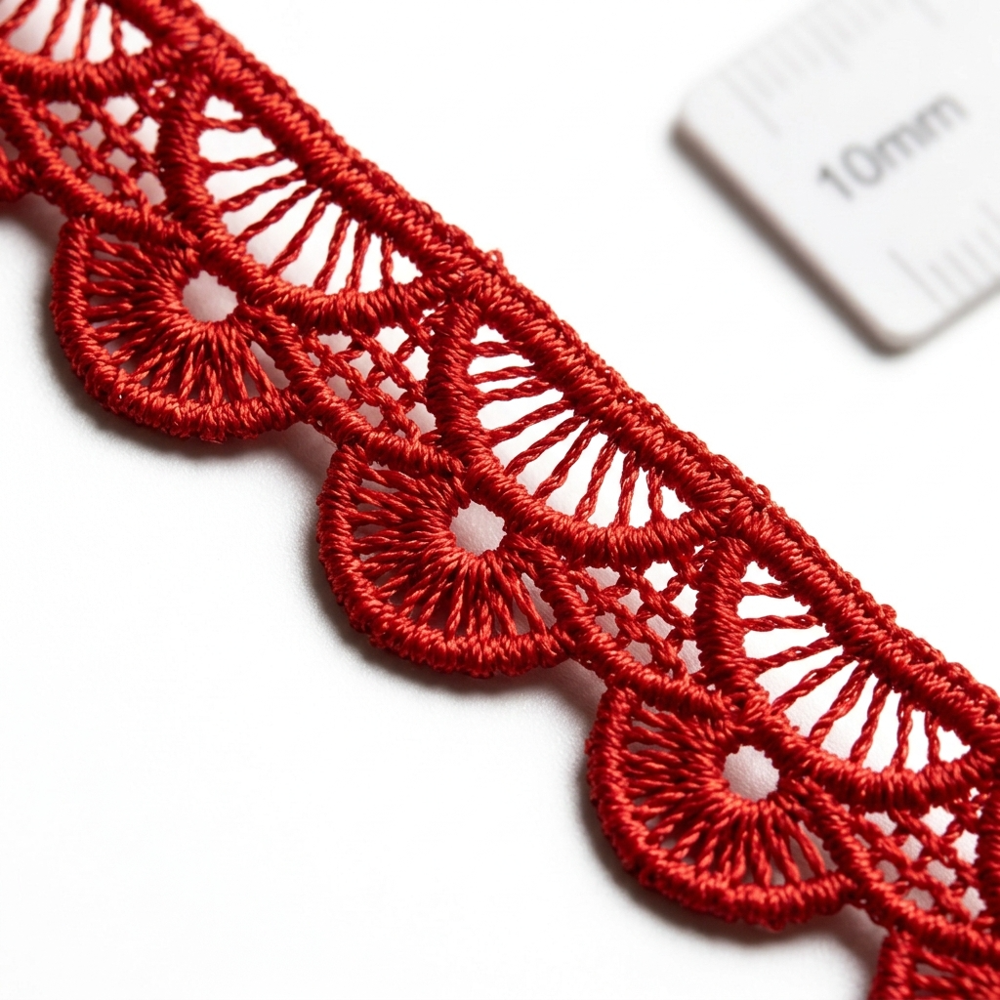 10mm Red Guipure GPO Lace Trim for Saree Border Blouse Sleeves Garment Decoration