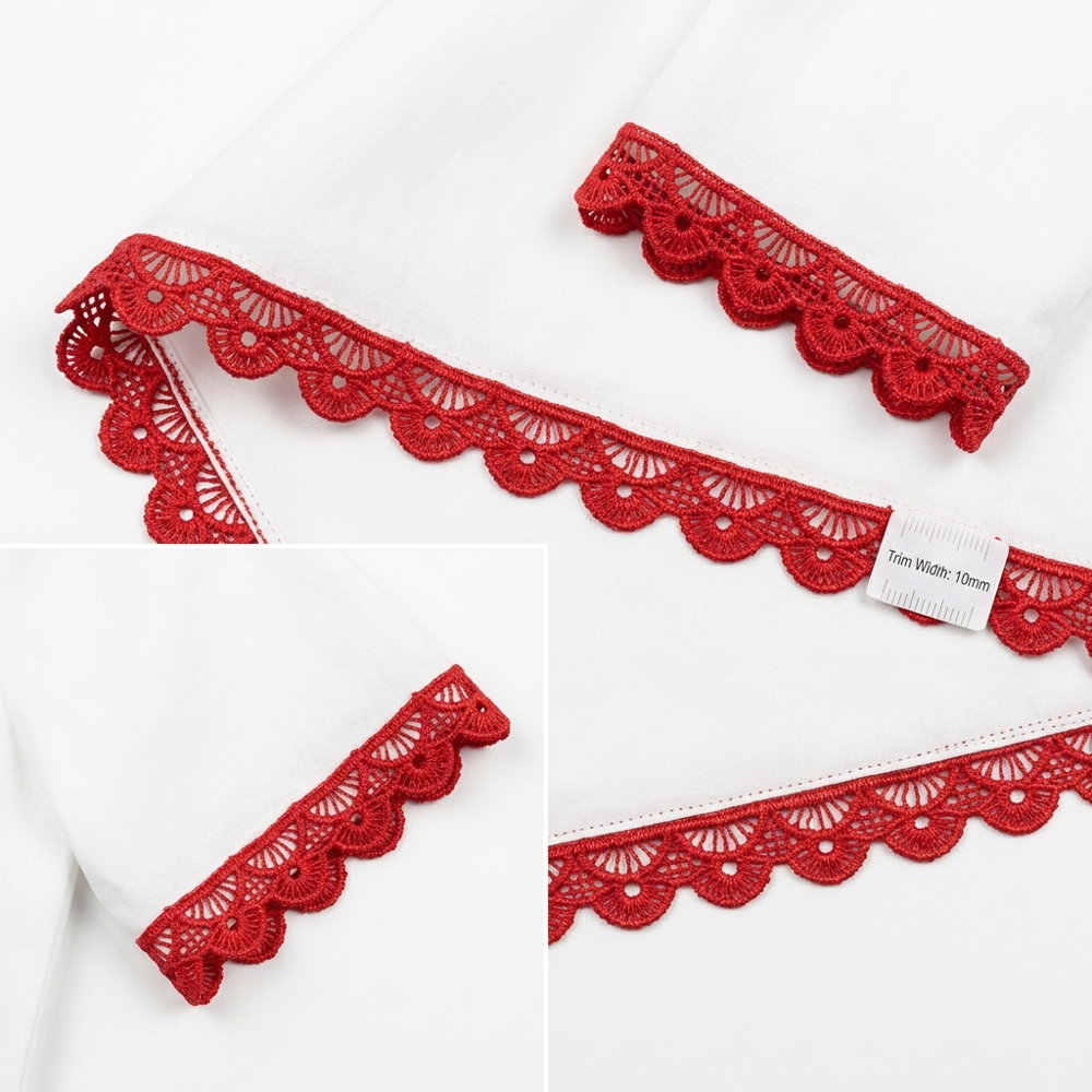 10mm Red Guipure GPO Lace Trim for Saree Border Blouse Sleeves Garment Decoration