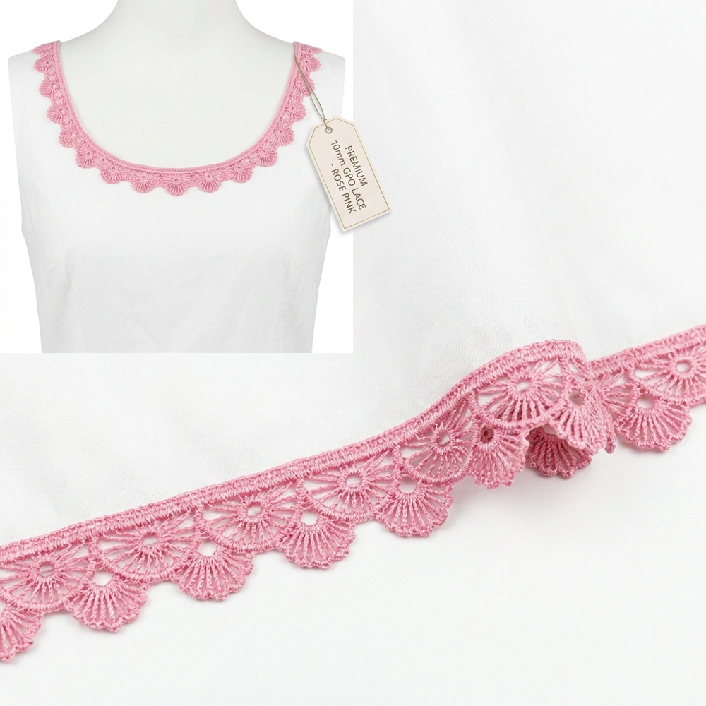 15mm Baby Pink Guipure GPO Lace Trim for Kids Wear Hairbands Garment Decoration