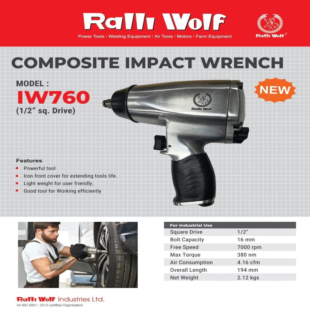 Ralliwolf Air Composite Impact Wrench - Weight: 1.2 Kilograms (Kg)