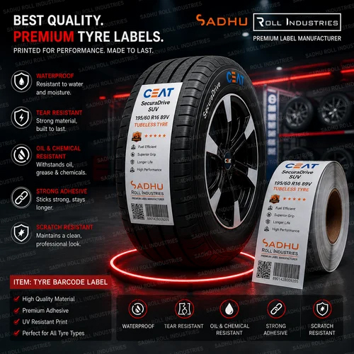 Tyre Label (Tyre Barcode Labels) - Coating Type: Gloss