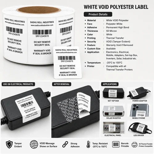 Security Void Label Roll (Security Void Label Roll (White Polyester)) - Water Resistant: No