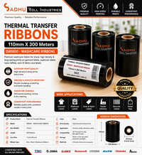 Thermal Transfer Ribbons 110mm X 300 Meters (SRI800 - WASHCARE RIBBON)