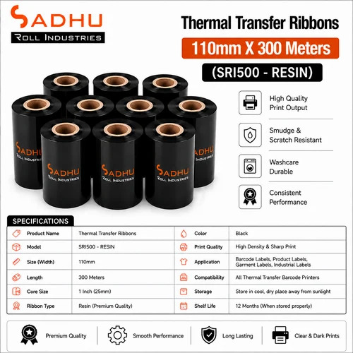 Thermal Transfer Ribbons 110mm X 300 Meters (SRI500 - RESIN)