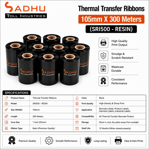 Thermal Transfer Ribbons 105mm X 300 Meters (SRI500 - RESIN)