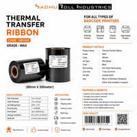 Thermal Transfer Ribbons 80mm X 300 Meters (sri100 - Wax)