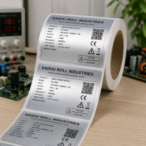 Plain Thermal Transfer Barcode Label Roll (Avery Silver Polyster Label) Non Tearable