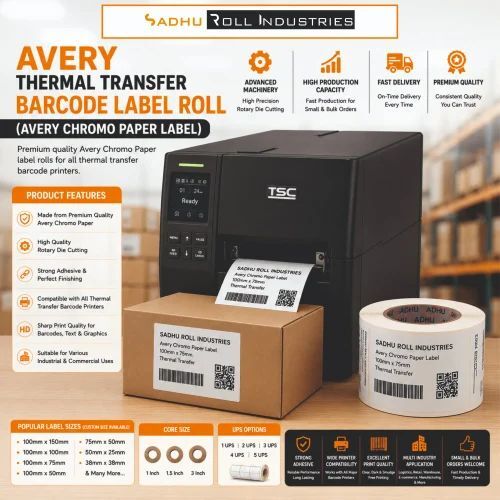 Avery Thermal Transfer Barcode Label Roll (Avery Chromo Paper Label)