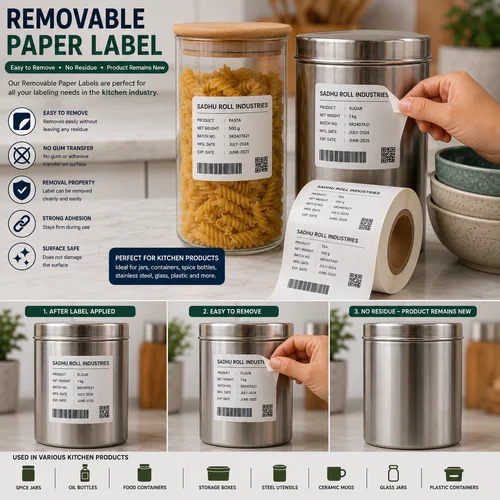 Removable Paper Label Roll (Material, Chromo Label)