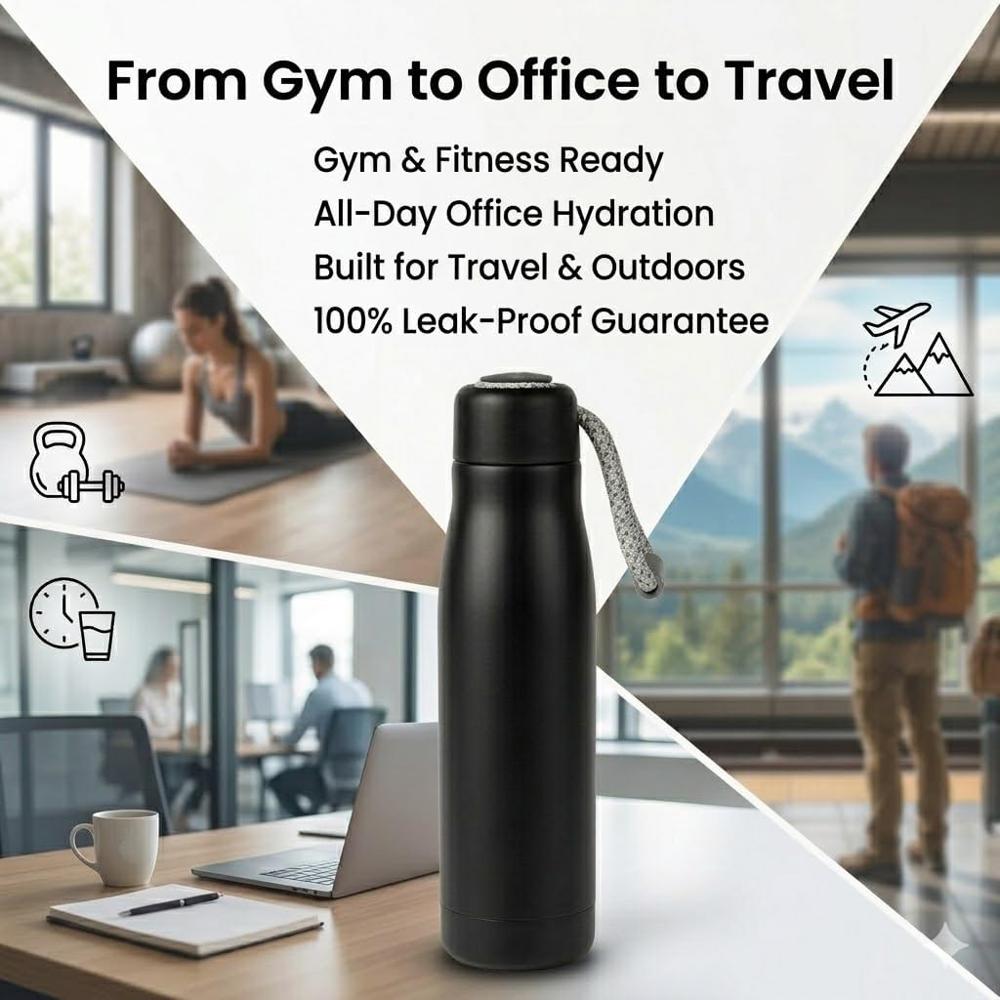 Vaccum Insulated 550 Ml Water Bottle 24 Hours Hot And Cold Double - Capacity: 500 Ltr