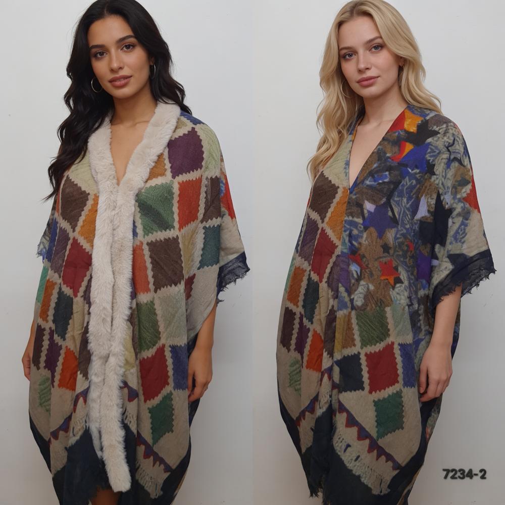 Pure Wool Digital Printed Kaftan With Faux Fur - Age Group: 15-65