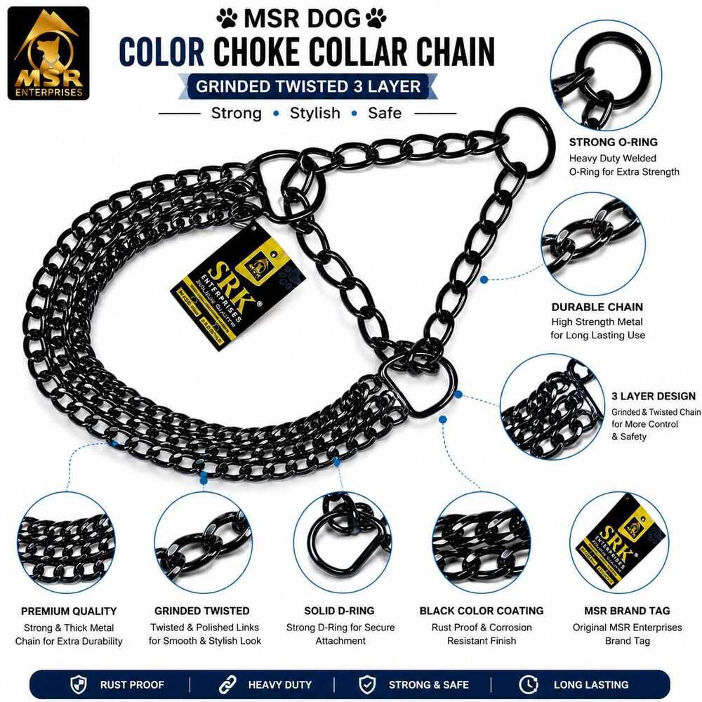 Dog Chain Color Choke Collar & Black