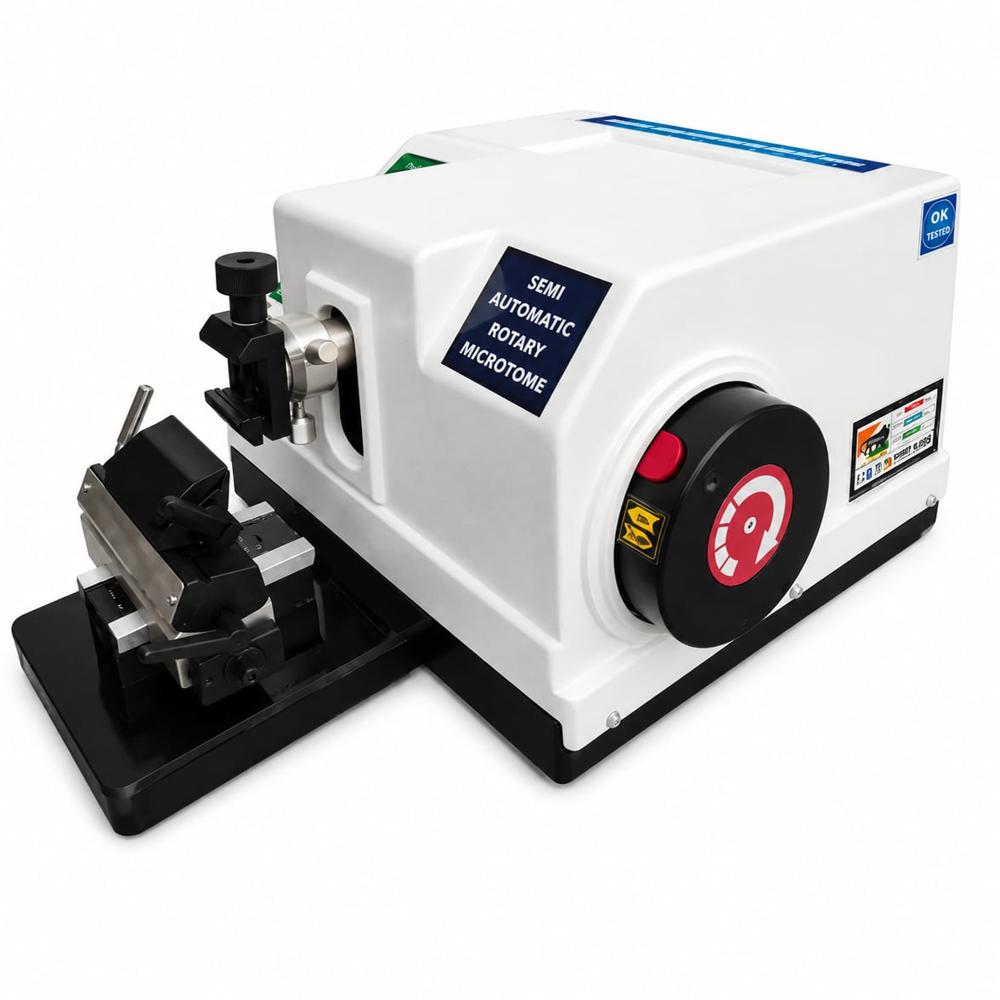 Semi Automatic Microtome - Precision Stainless Steel, Compact Design , Ideal For Slice Thickness Adjustments