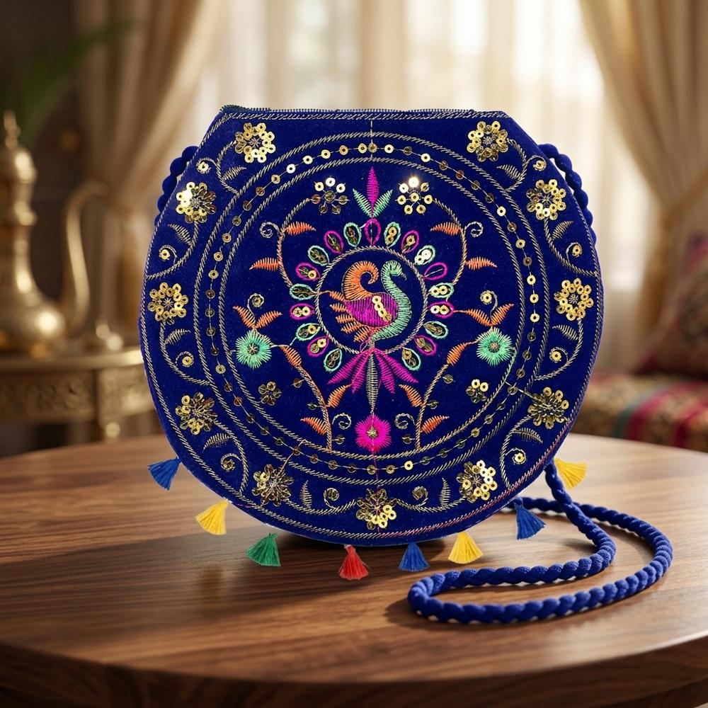 Women Handcrafted Ethnic Bag with Beaded Strap