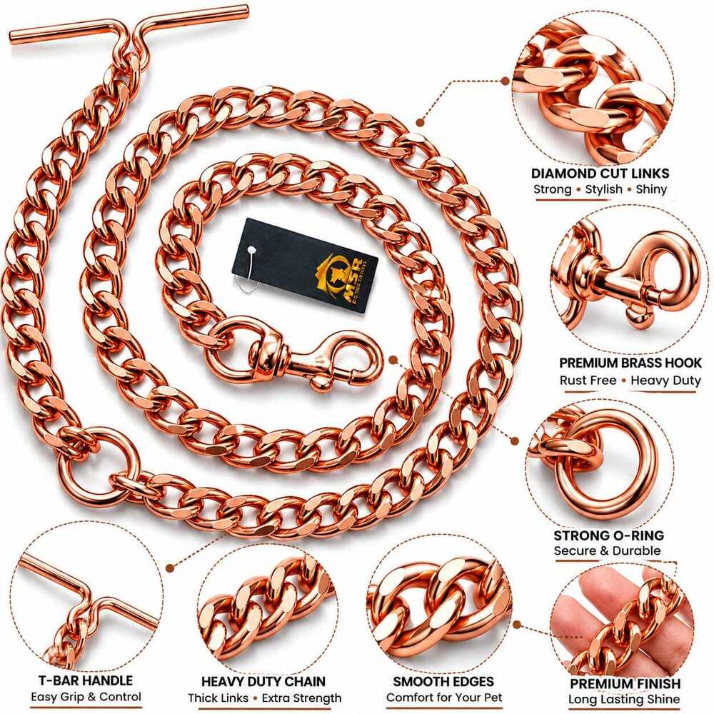 Dog Chain & Brass Hook Rose Gold