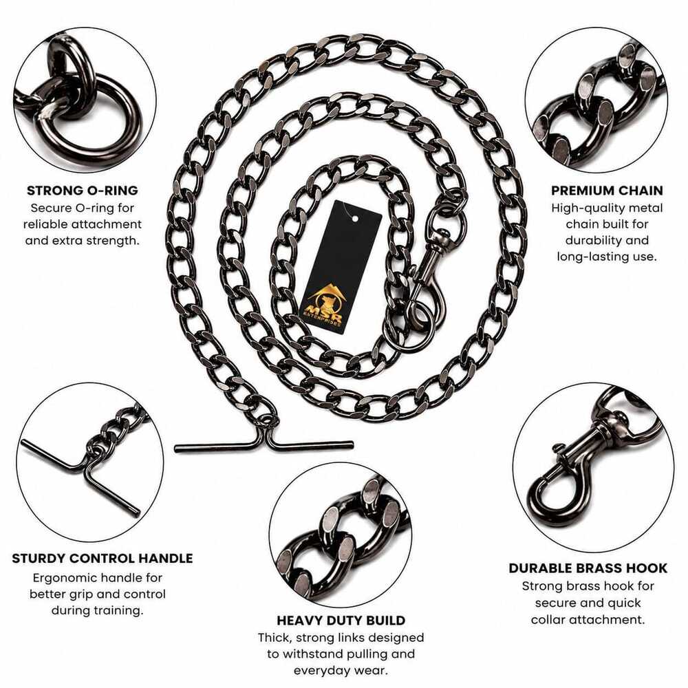 Dog Chain Black Polish Grinded Twisted Iron