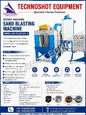 Rotary Indexing Sand Blasting Machine - Color: Blue And White