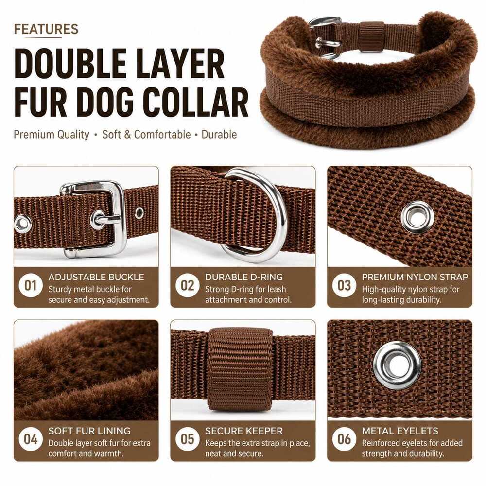 Dog Collar Buckle Double Layer Furr