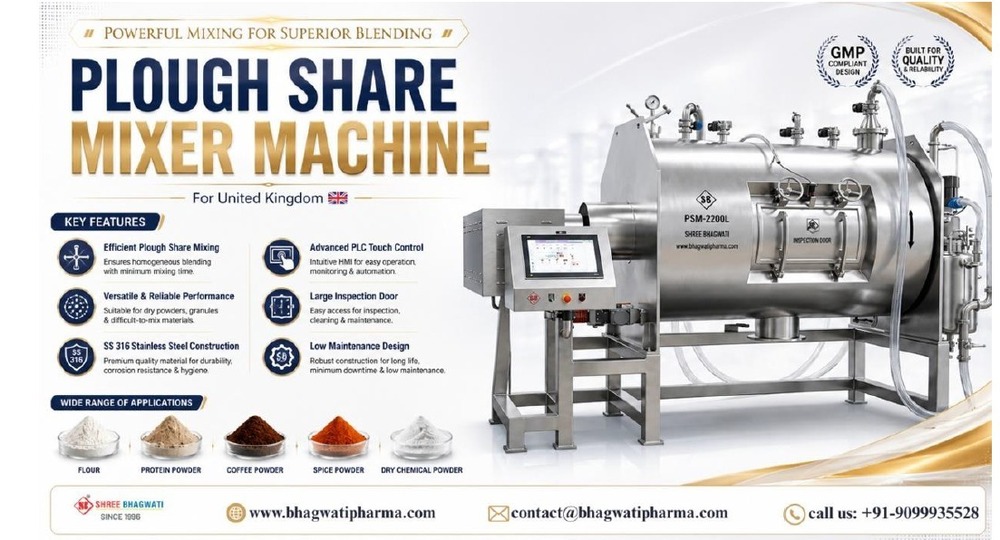 Jacketed Vacuum Rated Plough Shear Mixer Dryer - 2000 Ltr