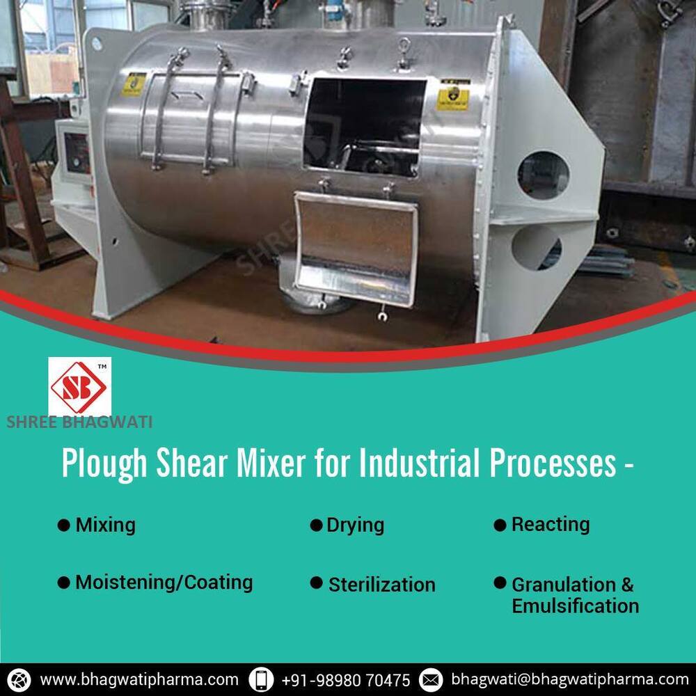Jacketed Vacuum Rated Plough Shear Mixer Dryer - 1000 Ltr