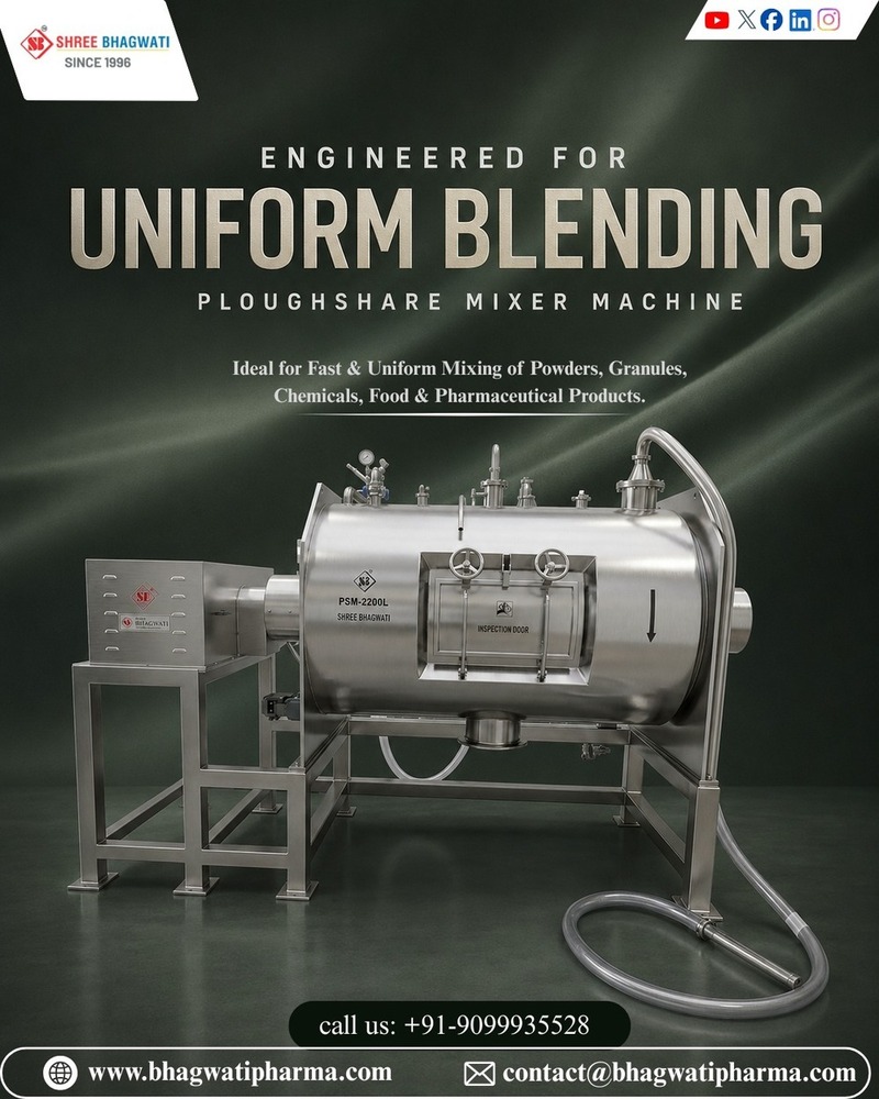 Plough Shear Mixer with Liquid Spraying System - 2200 Ltr