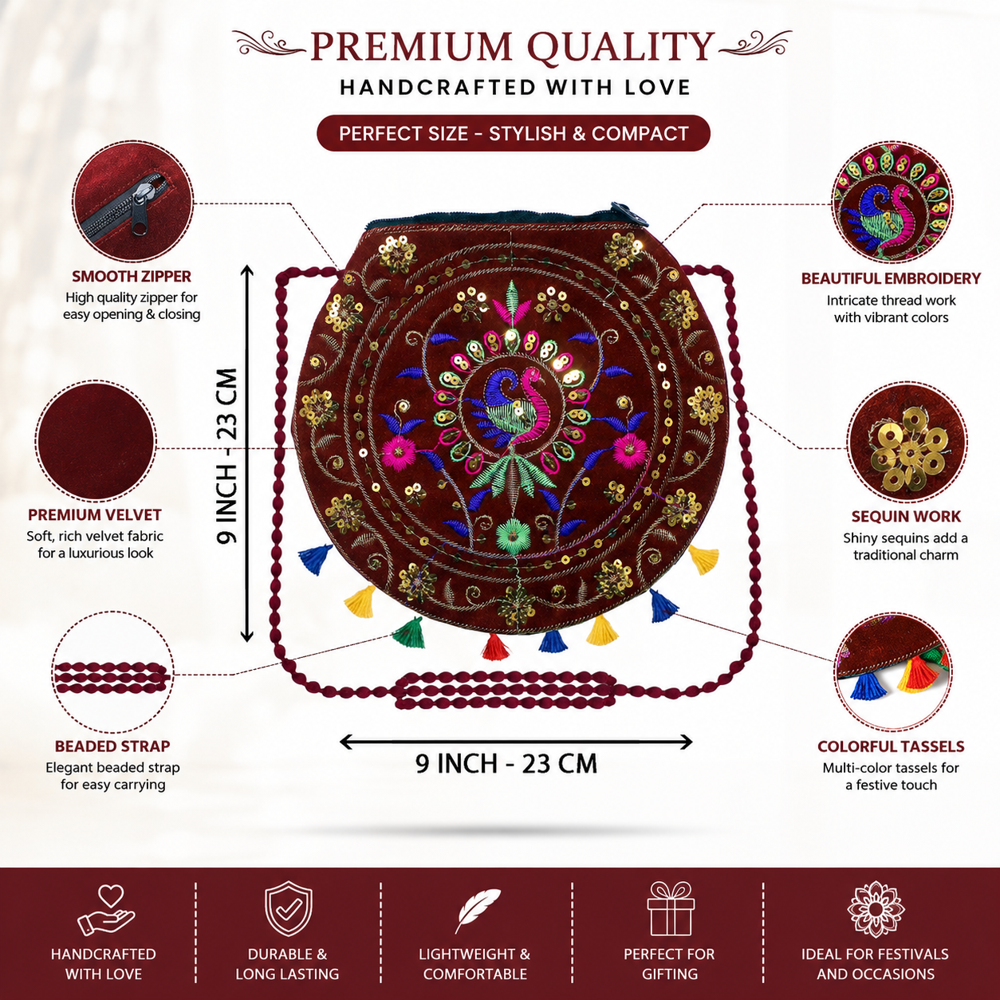 Traditional Embroidery Sling Bag for Women