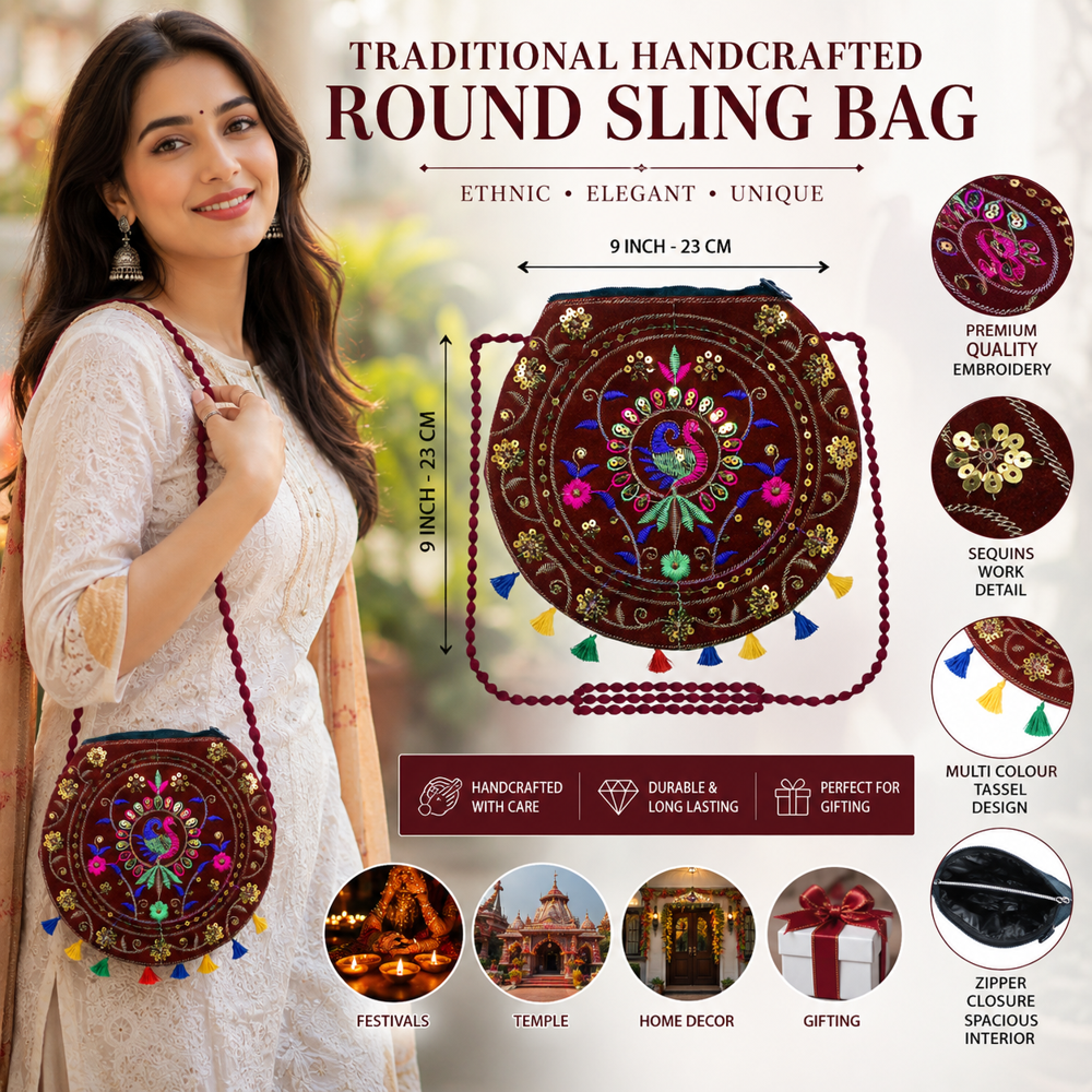 Designer Hand Embroidered Sling Bag for Girls  3