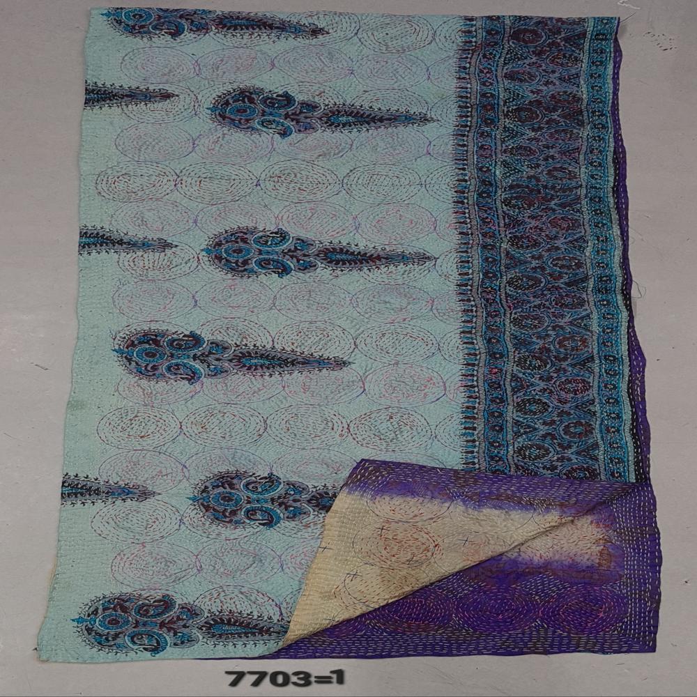 Pure Silk Vintage Khanta Work Heavy Circle Embriodery Stoles - Color: Assorted Colours