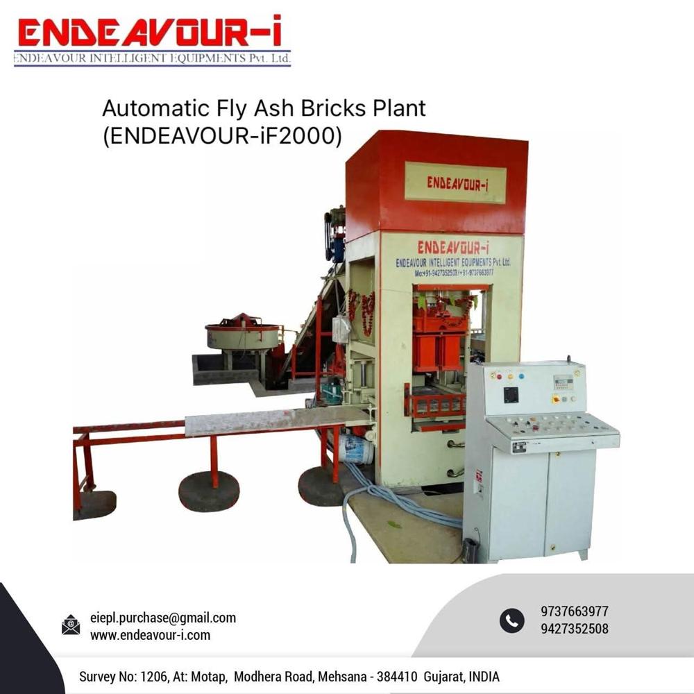 Automatic Fly Ash Bricks Machine - 2500 Bricks Per Hour Capacity, 400l Oil Tank Capacity, 23.625 Kw Power | Automatic Grade, Mild Steel Material, 1 Year Warranty