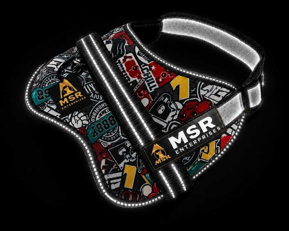DOG HARNESS REFLECTIVE PRINTED