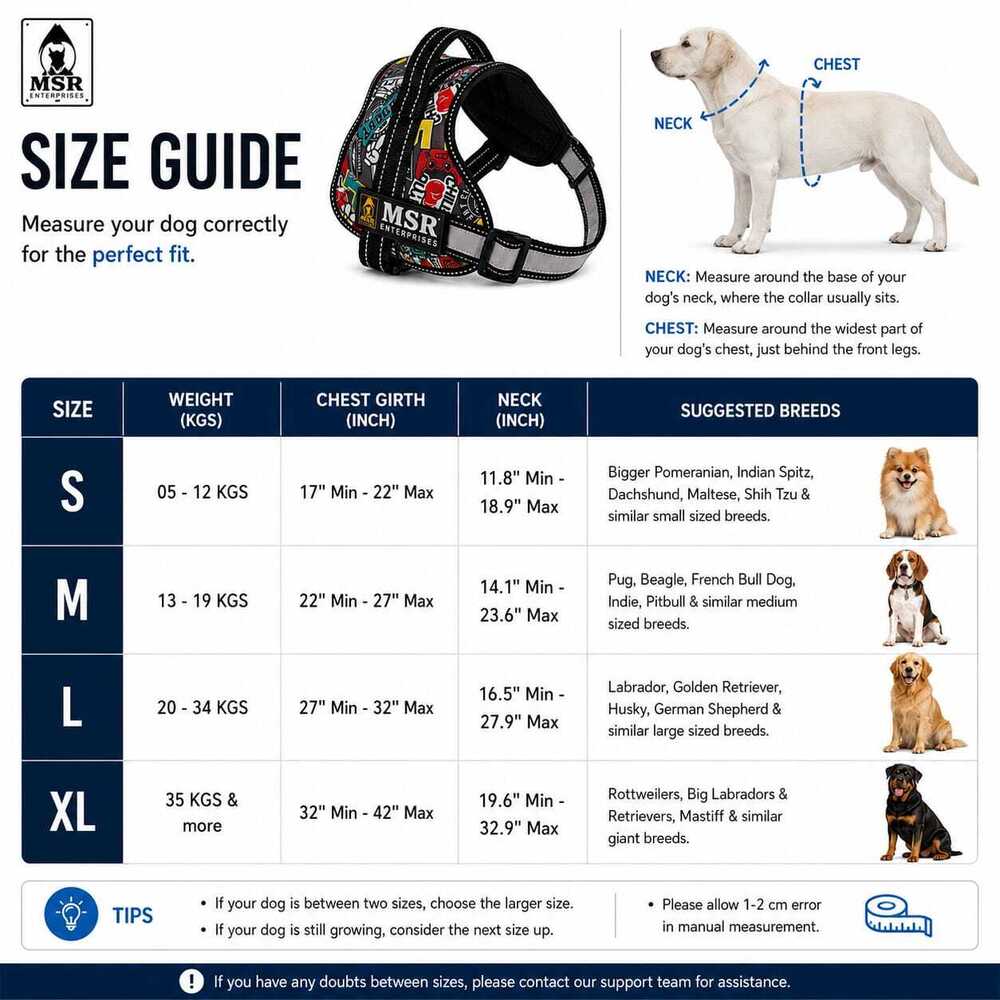 DOG HARNESS REFLECTIVE PRINTED