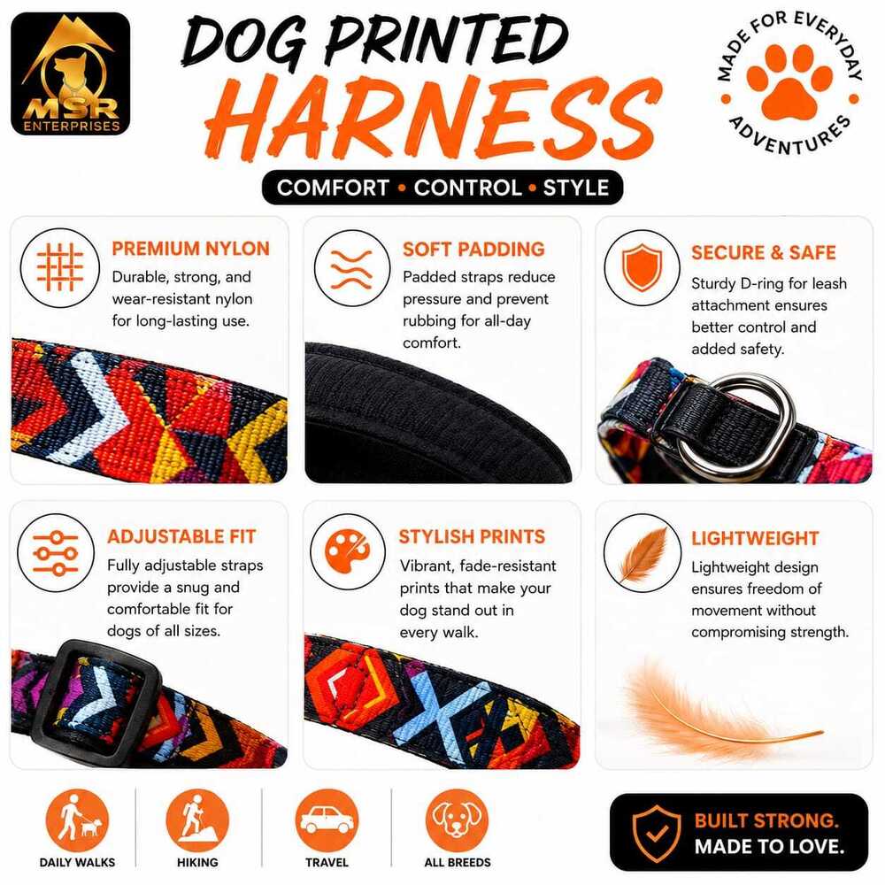 Dog Harness & Printed Padded
