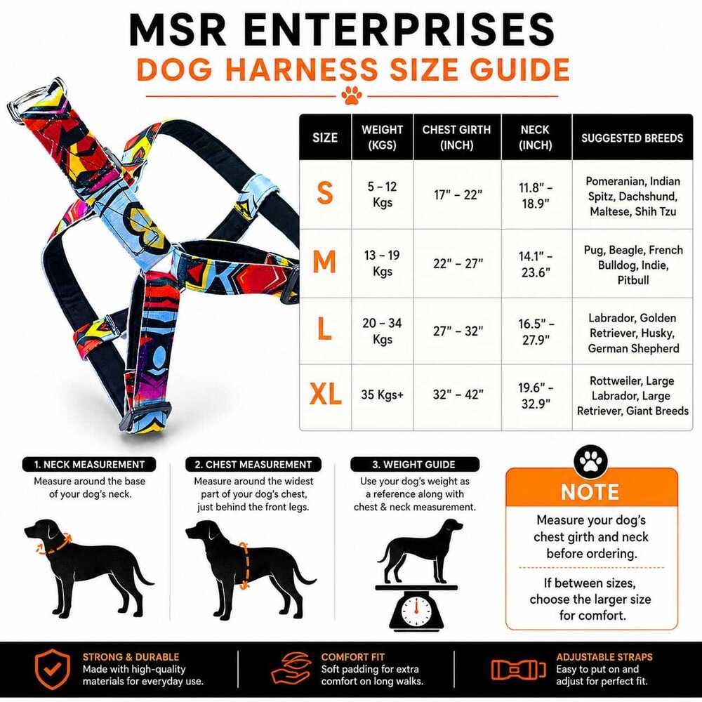 Dog Harness & Printed Padded